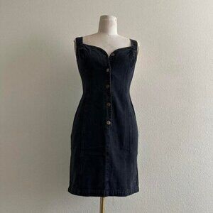 Vintage black denim mini dress